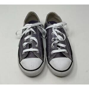 Converse All Star Low Top Sneakers Youth Girls Sz 3 Purple Glitter Sparkle Shoes